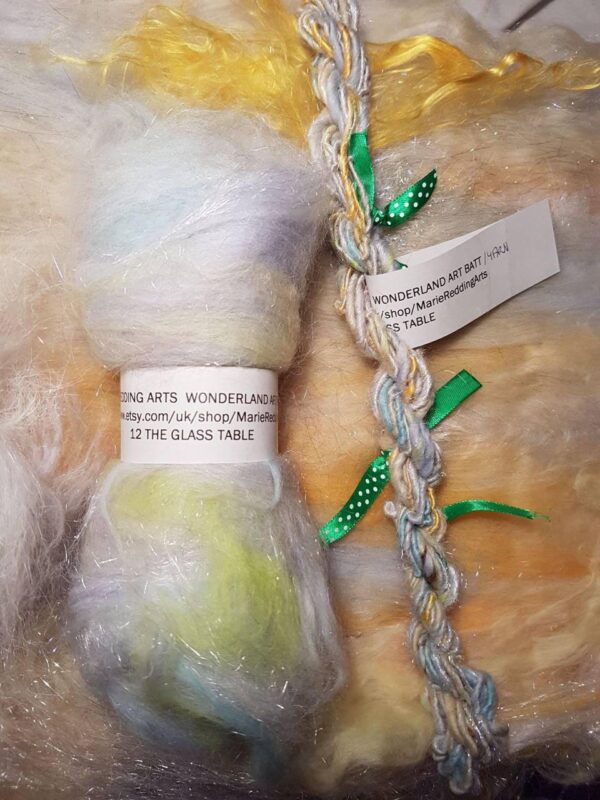 Wonderland Art Yarn / 12. The Glass Table / 50g / White / Silver / Gold / Yellow / Cream / Merino / Silk / Luxury Knitting / Luxury Crochet