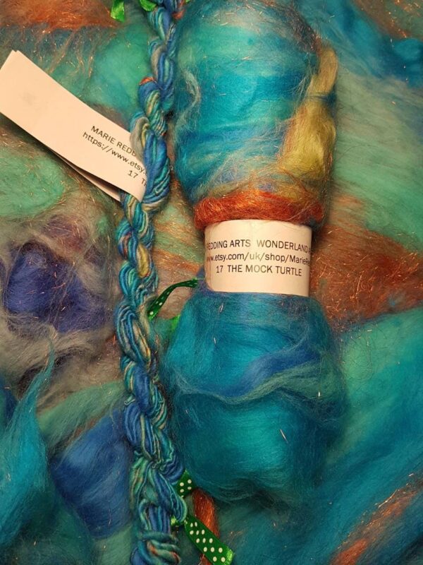 Wonderland Art Yarn / 17. The Mock Turtle / Turquoise / Jade / Copper / Sea Green / Mint / Blue / 50g / Merino / Silk / Knitting / Crochet