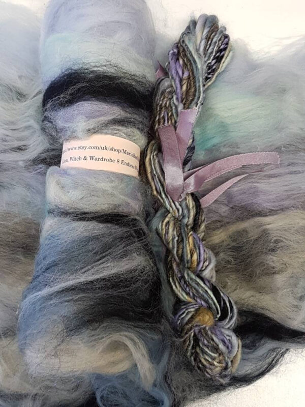 Narnia Art Yarn / Handspun Yarn / 8 Endless Winter / Grey / Lilac / Purple /Silver / Cream / Black / Single Ply / 50g / Knitting / Crochet