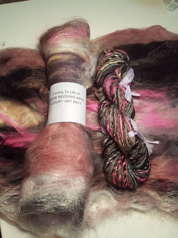 Narnia Art Yarn / Handspun Yarn / 21 Coming To Life / Grey / Pink / Black / Peach / Silver / Nude / 50g / Luxury Knitting / Luxury Crochet