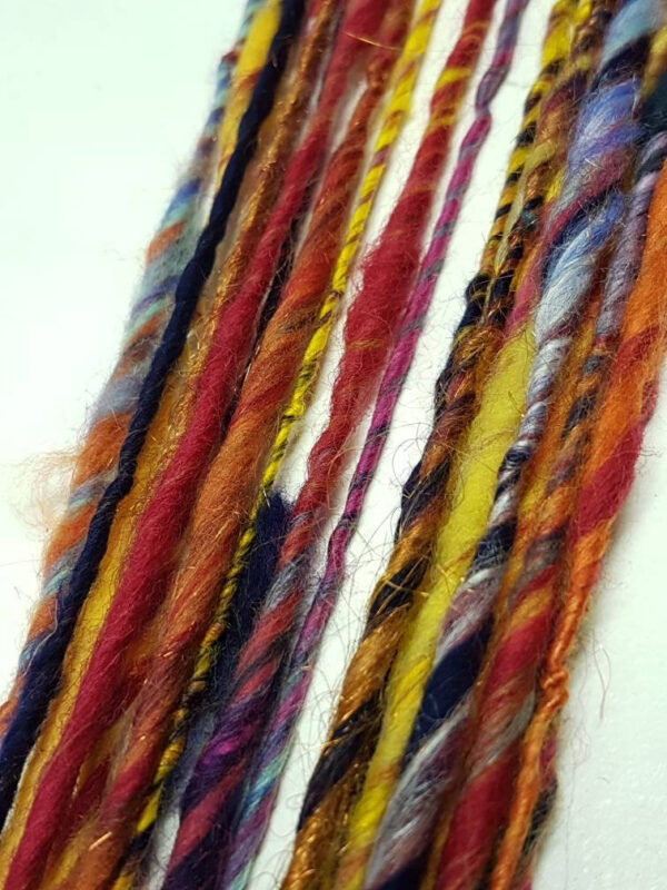 Narnia Art Yarn / Handspun / 19. Dawn / Sunrise Yarn / Pink / Orange / Blue / Yellow / Red / Single Ply / 110g / Knitting / Crochet Wabisabi