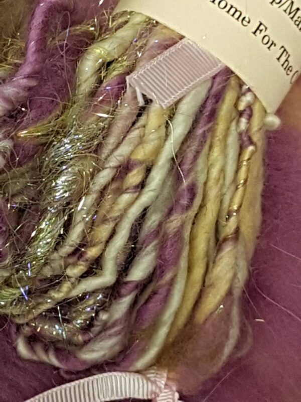 Handcarded Purple Batt / 1 Home For The Christmas Holidays / Pink / Silver / Cream / Turkish Delight / 50g / Spinning Fibre / Felting Fiber