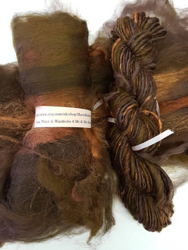 Narnia Art Batt / Hand carded fibre batt / 6 Mr & Mrs Beaver / Brown / Hazelnut / Walnut / Earth /Copper / 50g / Spinning / Felting Fibre