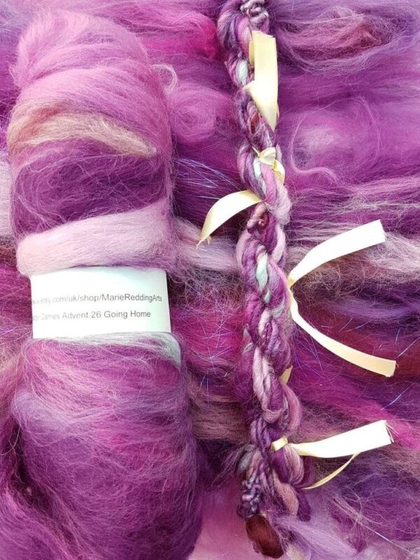 Handspun Purple Art Yarn / 26 Going Home / White / Pink / Blue / Silver / Pastel / Floral / Mountains / 110g / Luxury Knitting / Crochet