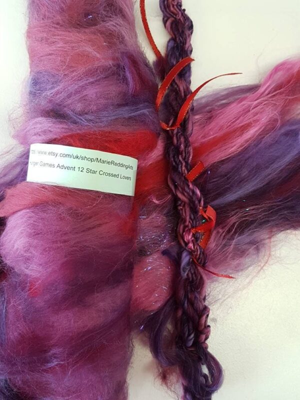 Handcarded Pastel Batt / 12 Star Crossed Lovers / Purple / Pink / Rainbow / Blue / Silver / Red / Mauve / 50g / Spinning Fibre Felting Fiber