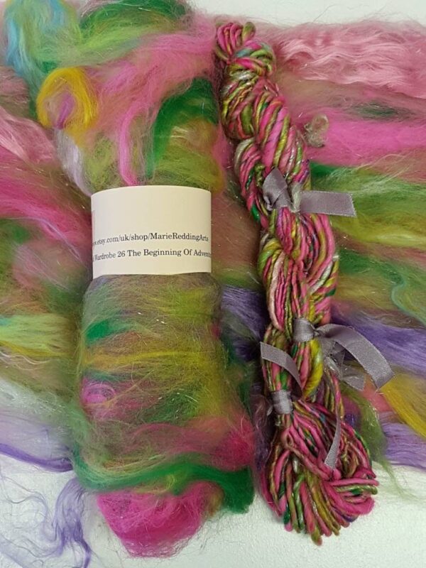 Narnia Art Yarn / Handspun Yarn / 26 The Beginning Of Adventure / Rainbow / Silver / Pink / Sparkle / Single Ply / 50g / Knitting / Crochet