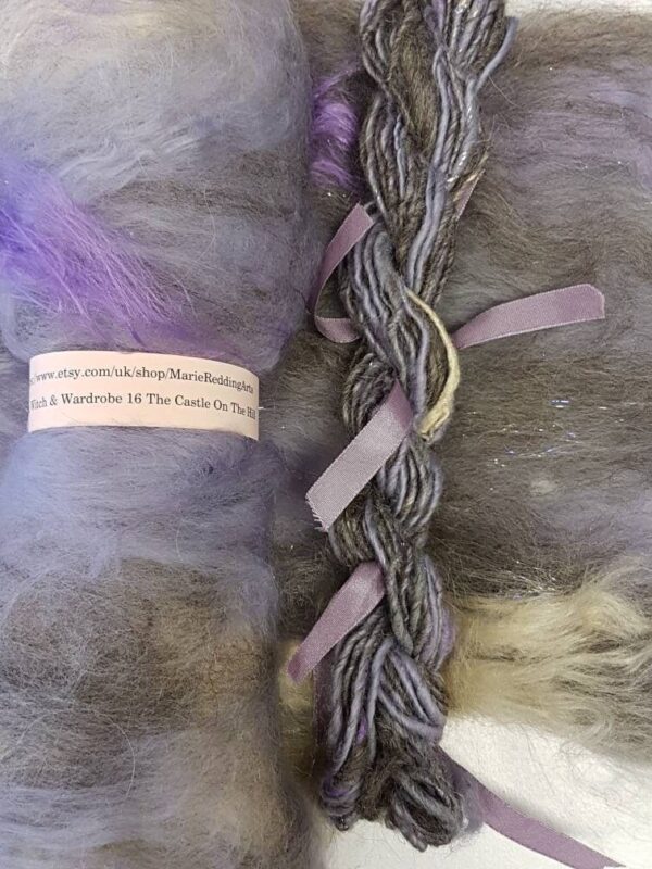 Narnia Art Yarn / Handspun Yarn / 16 The Castle On The Hill / Grey / Lilac / Purple /Silver / Cream / Single Ply / 110g / Knitting / Crochet