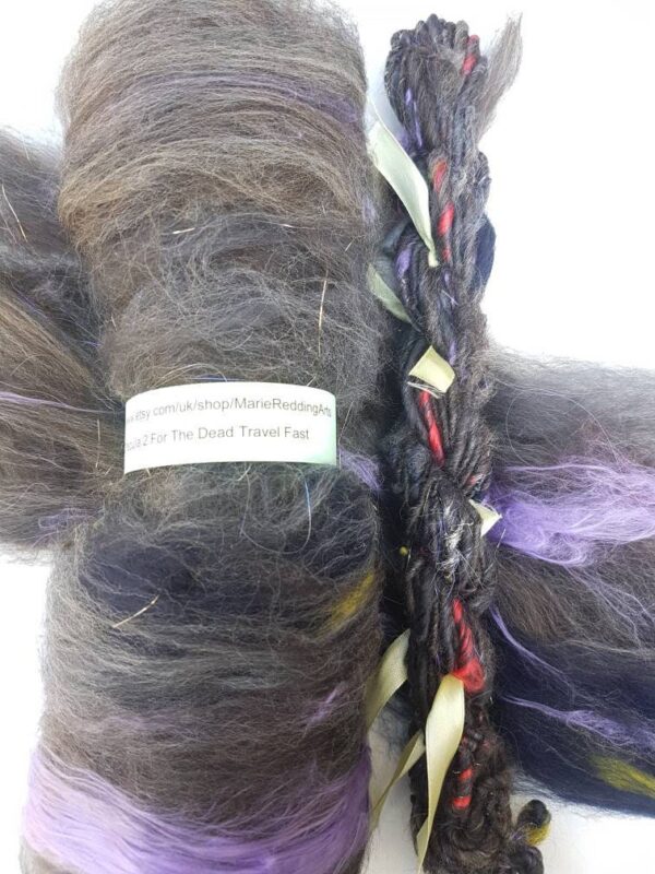 Dracula Handcarded Grey Batt / 2 For The Dead Travel Fast / Lilac / Purple / Mountains / Stone / Storm / 50g / Spinning Batt /Felting Fiber