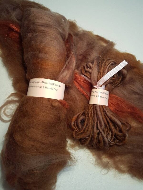 Handcarded Hazel Art Batt / Box Of Delights / 2 Barney Dog / Brown / Copper / Hazelnut / Warm Brown / 50g / Spinning Fibre / Felting Fiber