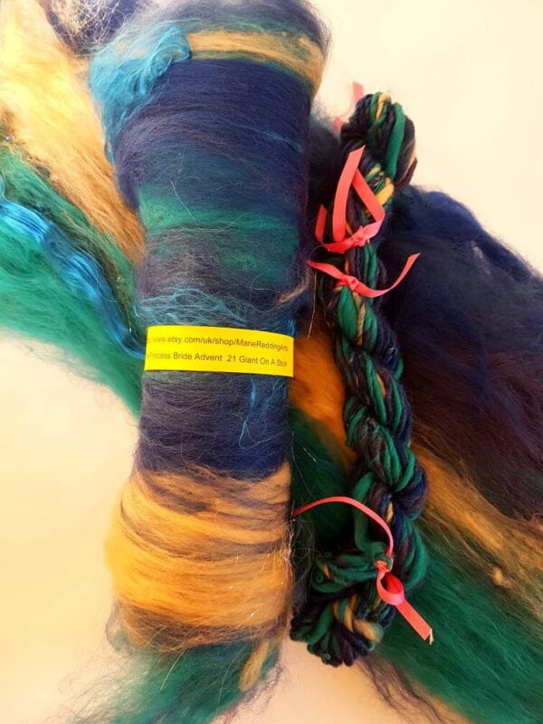 Handspun Blue Art Yarn / 21 Giant On A Stick / 50g / Turquoise / Cobalt / Cream / Dark Blue / Ocean / Sea / Sky / Water / Knitting / Crochet