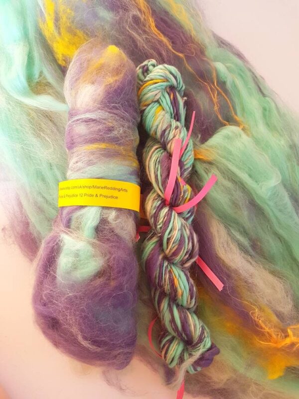 Pride & Prejudice Mint Batt / 12 Pride and Prejudice / 50g / Purple / Green / Turquoise / Ocean / Jane Austen / Spinning Fibre Felting Fiber