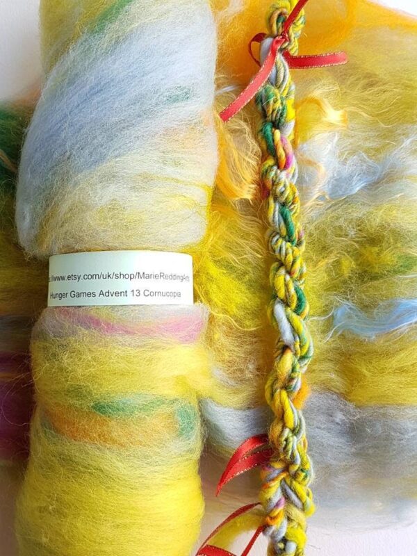 Handspun Yellow Art Yarn / 13 Cornucopia / Rainbow / Pastel / Pink / Gold / Blue / Green / Purple / 110g / Luxury Knitting / Luxury Crochet