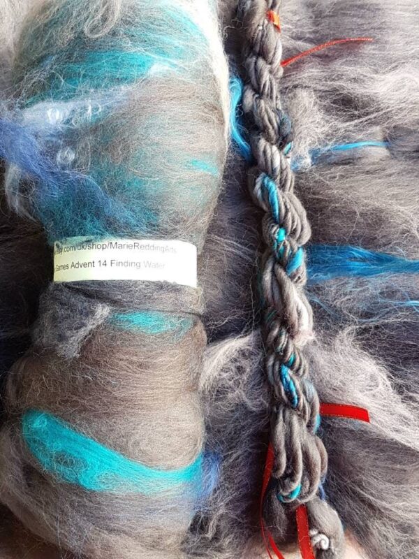 Handspun Gray Art Yarn / 14 Finding Water / Blue / Grey / Steel / Stone / Mountains /Cobalt Silk / Pastel / 50g / Luxury Knitting / Crochet