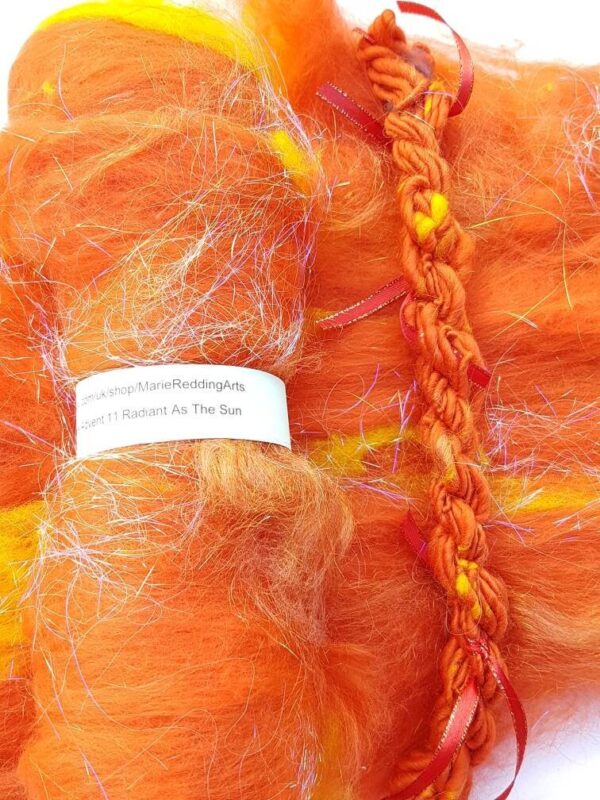 Handspun Orange Art Yarn / 11 Radiant As The Sun / Red / Gold / Vibrant / Sunshine / Tangerine / Yellow / 110g / Luxury Knitting / Crochet