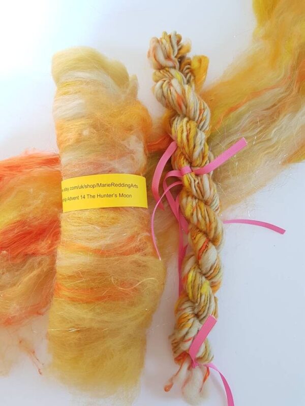 Gold Handspun Yarn / 14 The Hunter's Moon / 110g / Yellow / Cream / Orange / Lion / Sunshine / Sunflower / Desert / Knitting / Crochet