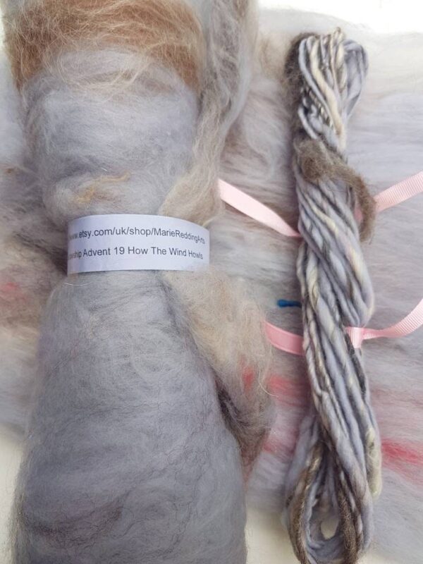 Grey Handspun Yarn / 19 How The Wind Howls / 50g / Red / Mountains / Storm / Cloud / Stone /  Pastel / Thick And Thin / Knitting / Crochet