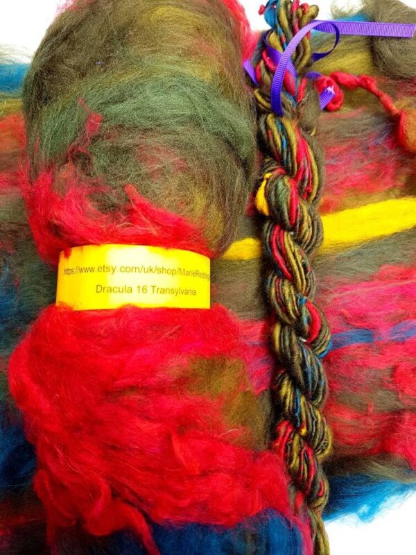 Dracula Red Art Yarn 110g / 16 Transylvania / Blood Red Silk / Green / Yellow / Blue / Earth Tones / Gothic / Vampire /  Knitting / Crochet