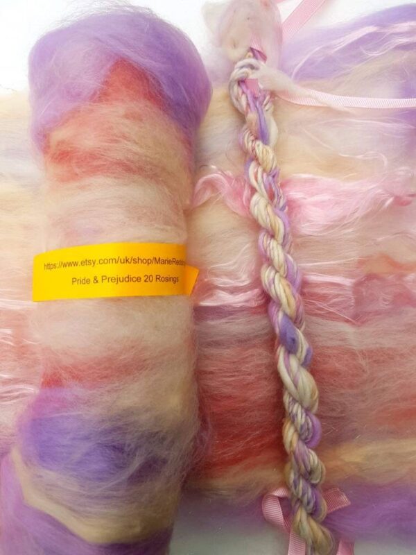 Pride & Prejudice Baby Pink Batt / 20 Rosings / Cream / Lilac / Rose / Strawberry / Pastel / 50g / Jane Austen / Spinning Fibre / Felting