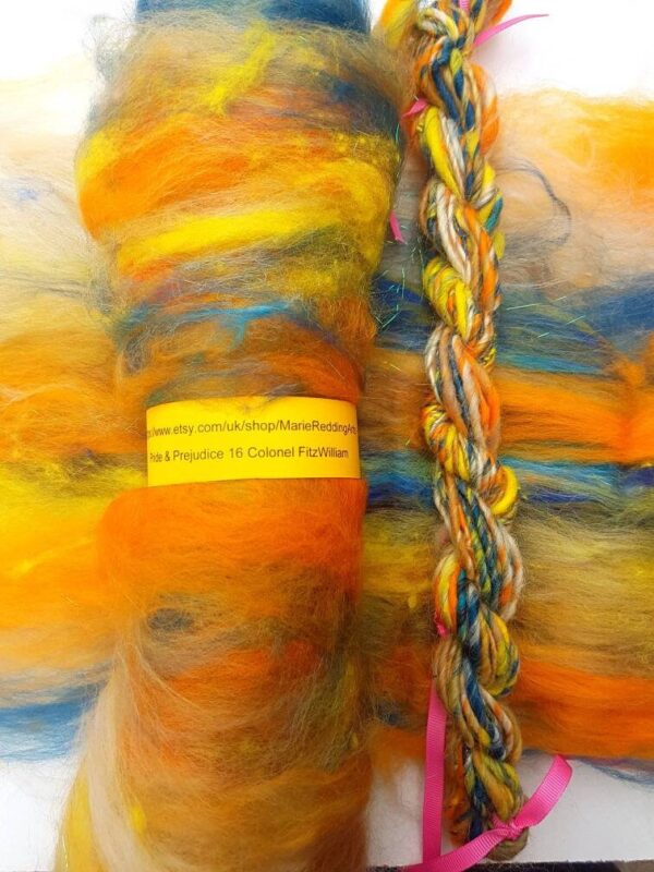 Pride & Prejudice Orange Handspun Yarn / 16 Colonel FitzWilliam / 50g / Yellow / Blue / Sunshine / Amber / Jane Austen / Knitting / Crochet