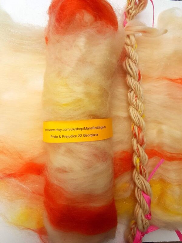 Pride & Prejudice Cream Handspun / 22 Georgiana / 50g / Orange / White / Peach Melba / Tangerine / Jane Austen / Knitting / Crochet Art Yarn