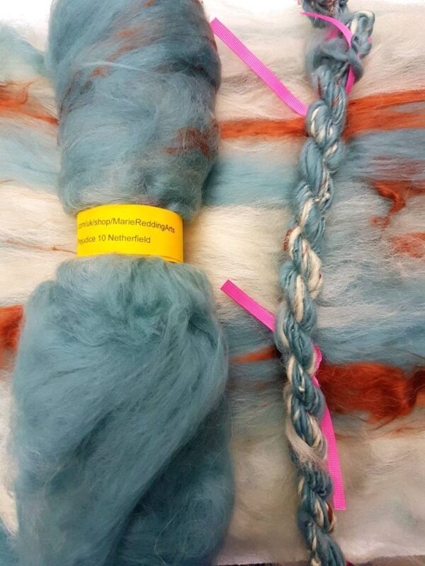 Pride & Prejudice Teal Art Batt / 10 Netherfield / 50g / Petrol Blue / Copper / White / Ocean / Sky / Jane Austen / Wet Felting / Spinning