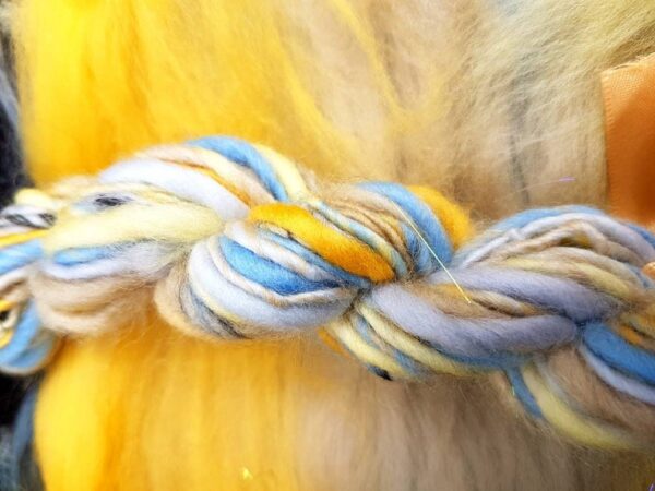 Wizard Of Oz Handspun Yarn / 6 The Scarecrow / 50g / Yellow / Straw / Crow / Beige / Cream / Blue / Cornflower / Knitting / Crochet