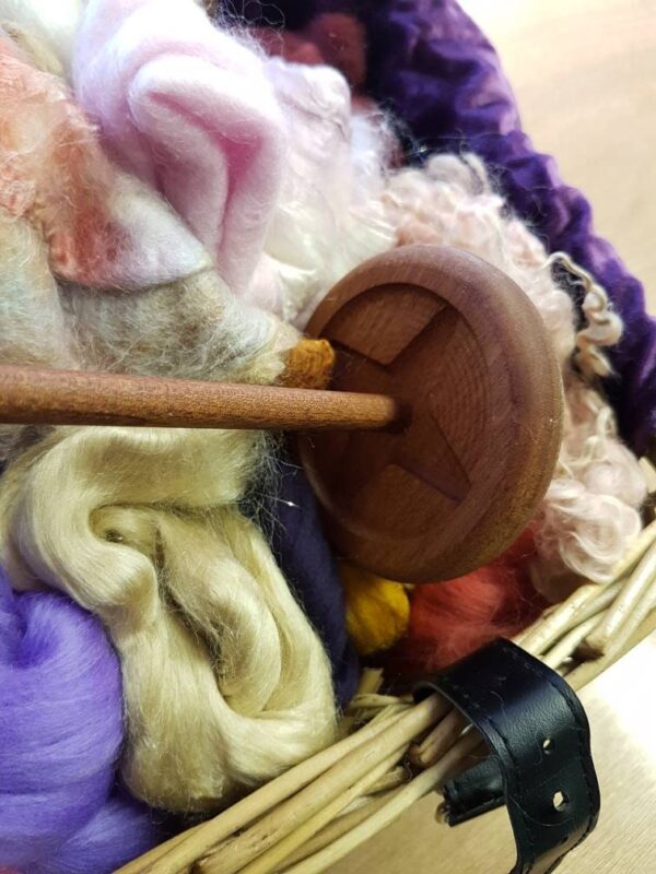 Custom Spinning Basket / spinning hamper / mixed media / felting gift / fibre treasure chest / drop spindle / silk / locks / Hand Dyed fibre