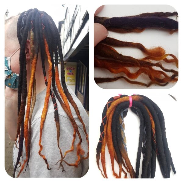 Black Merino Dreadlocks / 22 inch / 10 Pure Wool Dreadlocks / Felt Dreads / Wool Locks / Hair Weave / Single Ended Dreads / Bay Horse