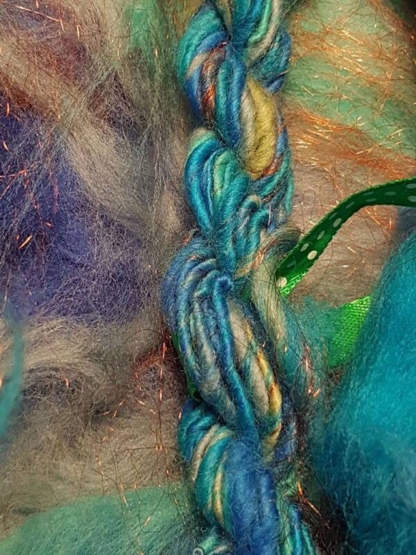 Wonderland Art Batt / 17. The Mock Turtle / Turquoise / Jade / Copper / Sea Green / Mint / Blue / 50g / Merino / Silk / Spinning / Felting