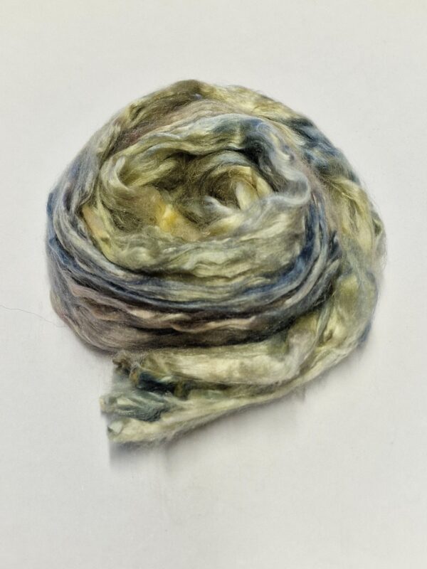 Dusk Rainbow Mulberry Silk Tops / A1 Mulberry Silk Roving / 10g / Grey / Silk Brick / Felting / Spinning Silk / Weaving / HandDyed Silk