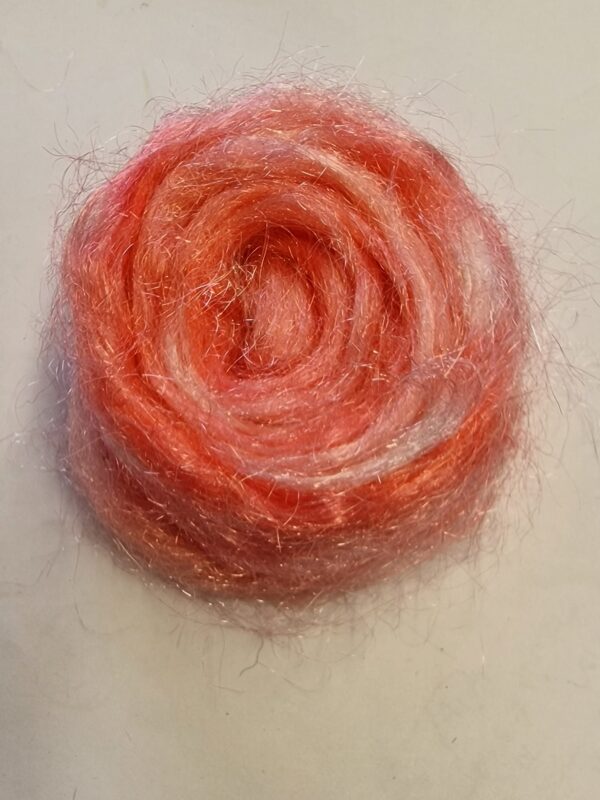 Strawberry Trilobal Nylon / 25g / Shimmer / Felting / Rainbow Shimmer / Raspberry / Sparkle / Hand Dyed Nylon Shimmer / Spinning