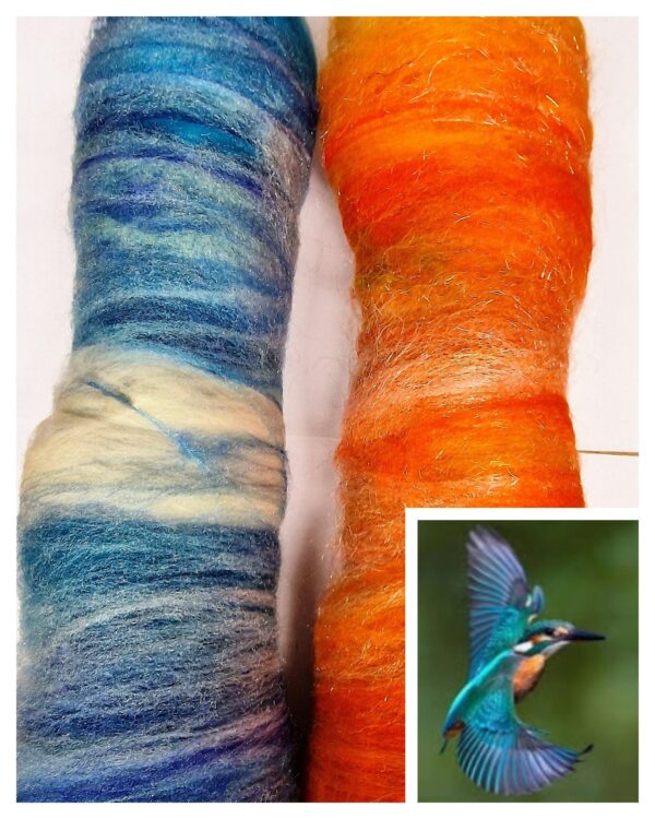 Kingfisher Needle Felting Fibre Pack Only / Animal Fibre / 70g / Glass Eyes / Spinning Fibre / Wet Felting /Needle Felting